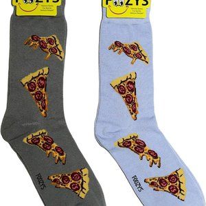 Pizza Slice Pepperoni Cheese Crust Dough Italian 2 Pairs Men's Fun Socks